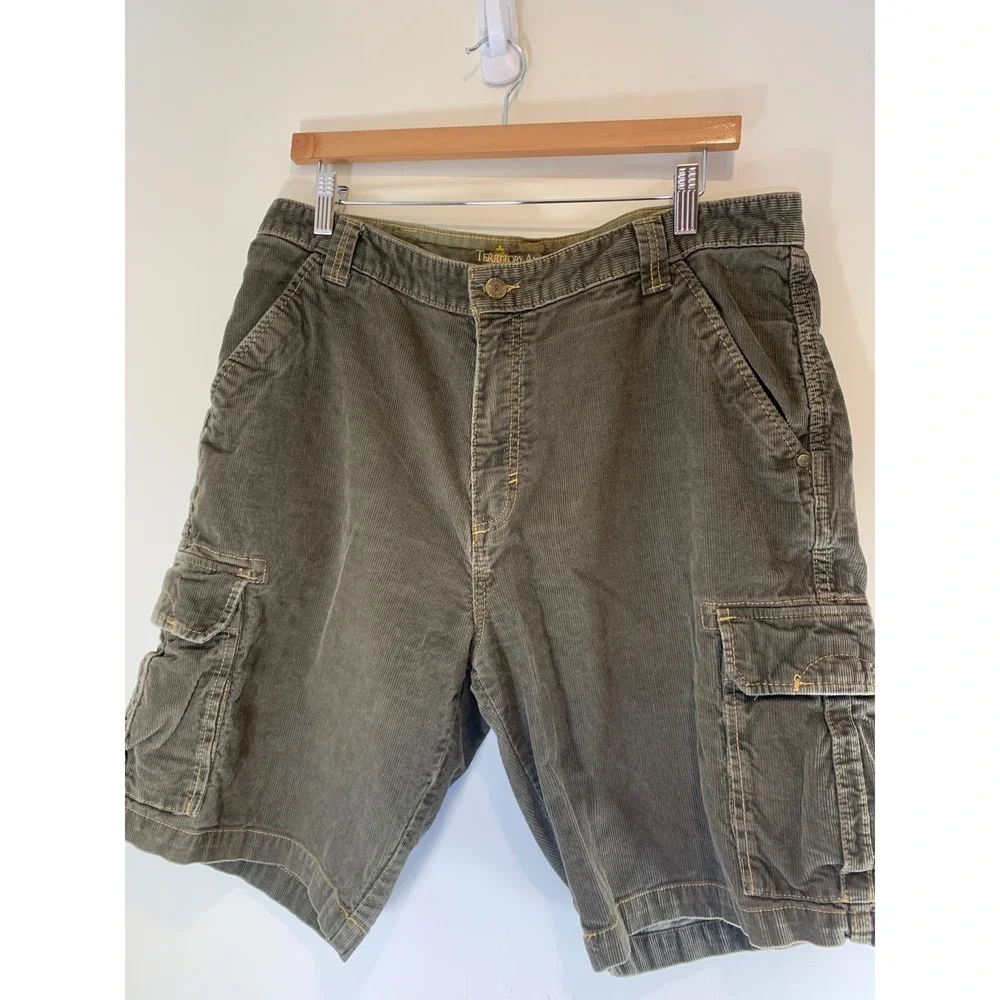 Territory Ahead Corduroy Cargo Shorts 35 Cotton Gorpcore Earthy Utility Mens